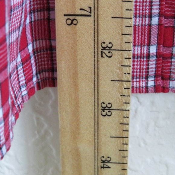 Chaps* Men's Short Sleeve Button Down Curved Hem Plaid Pocket Shirt~ Size XL - Picture 9 of 12
